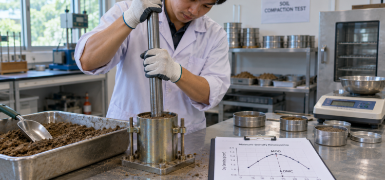 Proctor Compaction Test คืออะไร? เข้าใจค่า MDD และ OMC การทดสอบ Proctor Compaction Test ในห้องปฏิบัติการเพื่อหาค่า MDD และ OMC